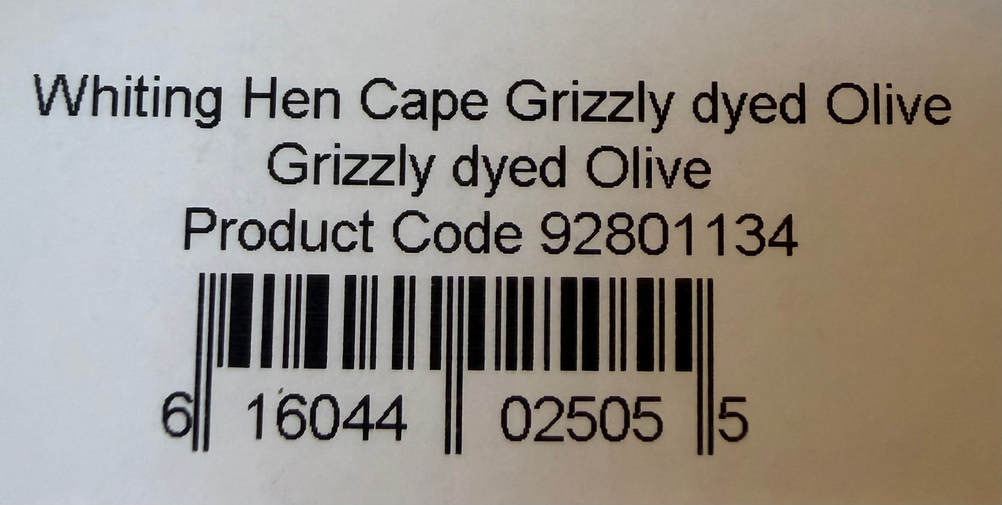 Whiting Farms Hen Cape Grizzly Dyed Olive 392-SH-E-L