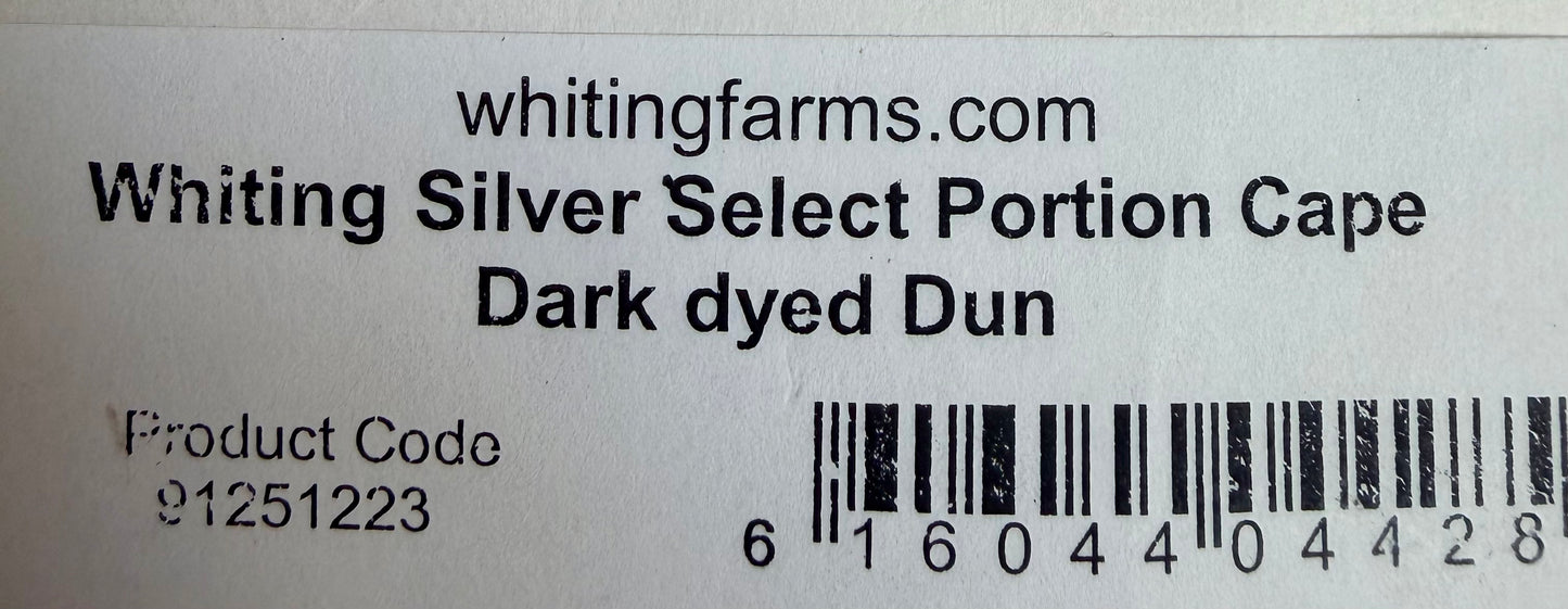 Whiting Farms Silver Grade Select Portion Cape Dark Dyed Dun 771-SH-E-L