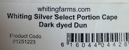 Whiting Farms Silver Grade Select Portion Cape Dark Dyed Dun 771-SH-E-L