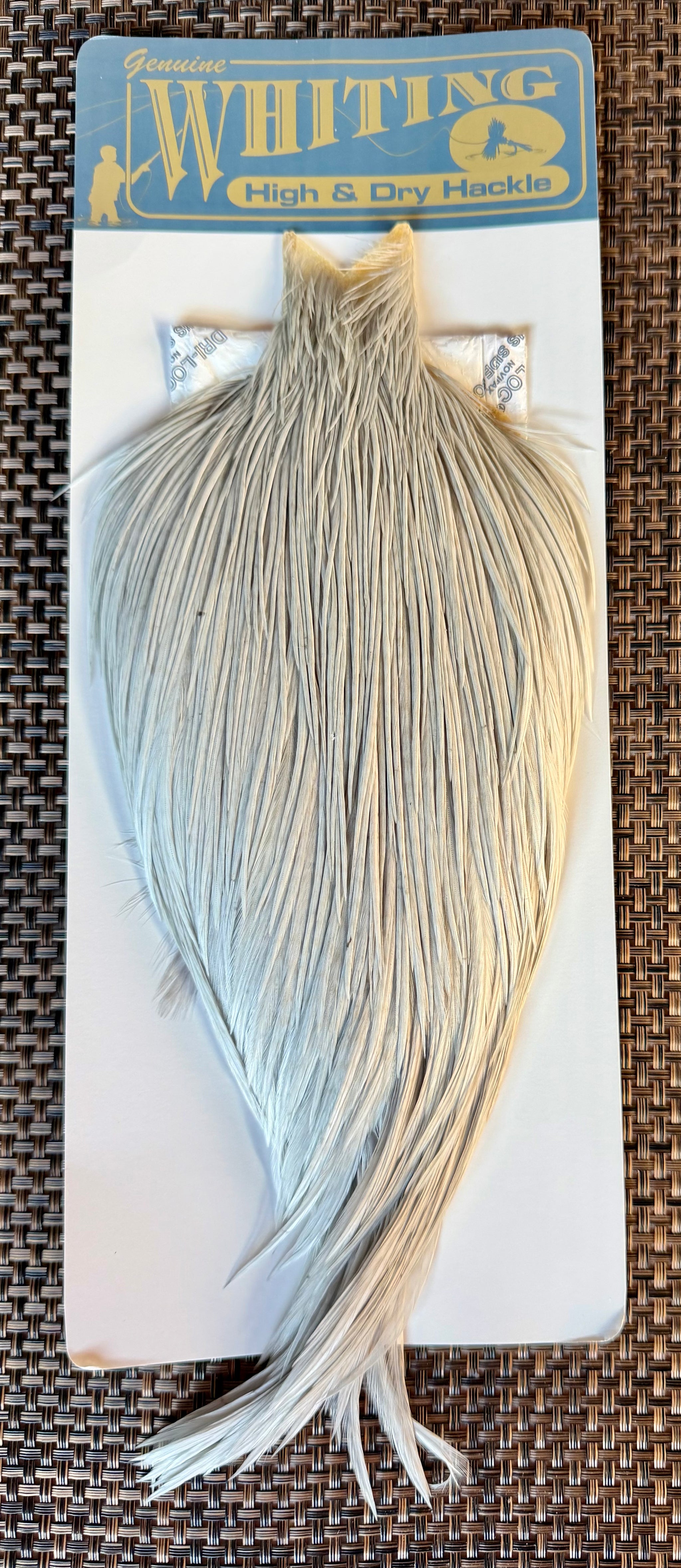 Whiting Farms High and Dry Hackle Cape White Dyed Light Dun 249-SH-E-L