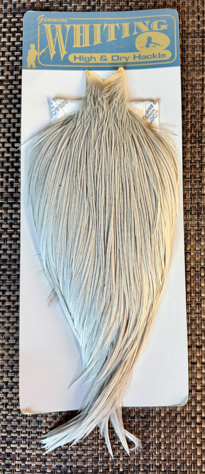 Whiting Farms High and Dry Hackle Cape White Dyed Light Dun 249-SH-E-L