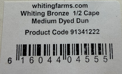 Whiting Farms Bronze Half Cape Medium Dyed Dun 407-SH-E-L