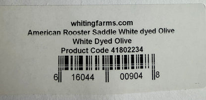 Whiting American Hackle Saddle White Dyed Olive 742-SH-E-L