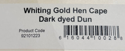 Whiting Hackle Gold Grade Hen Cape Dark Dyed Dun 281-SH-E-L