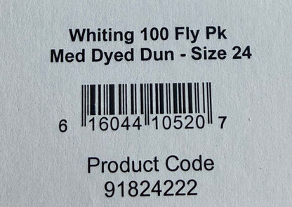 Whiting Dry Fly Hackle 100’s Size 24 Medium Dyed Dun 827-SH-E-L