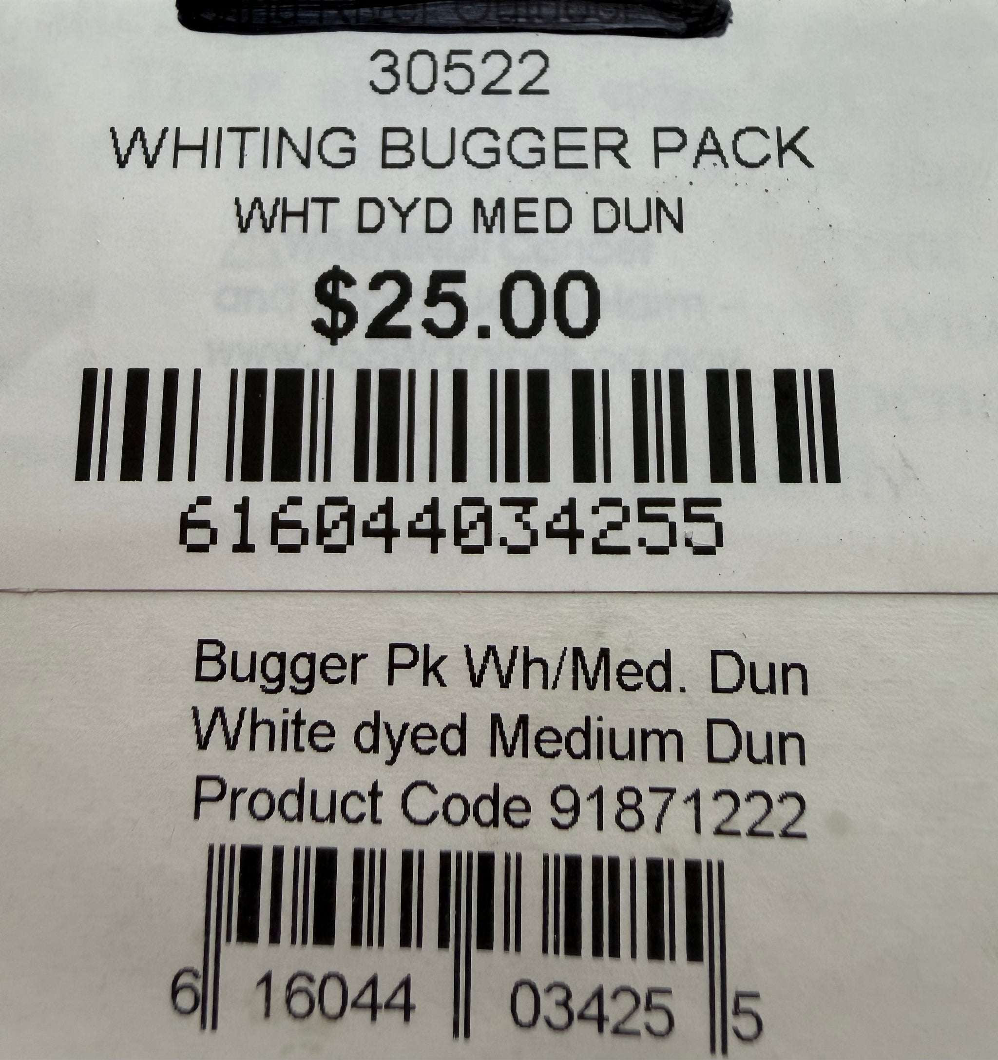 Whiting Farms Bugger Pack White Dyed Medium Dun 314-SH-E-L
