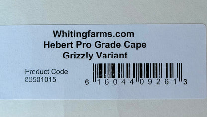 Whiting Hebert Miner Dry Fly Hackle Pro Grade Cape - Grizzly Variant 183-SH-E-L