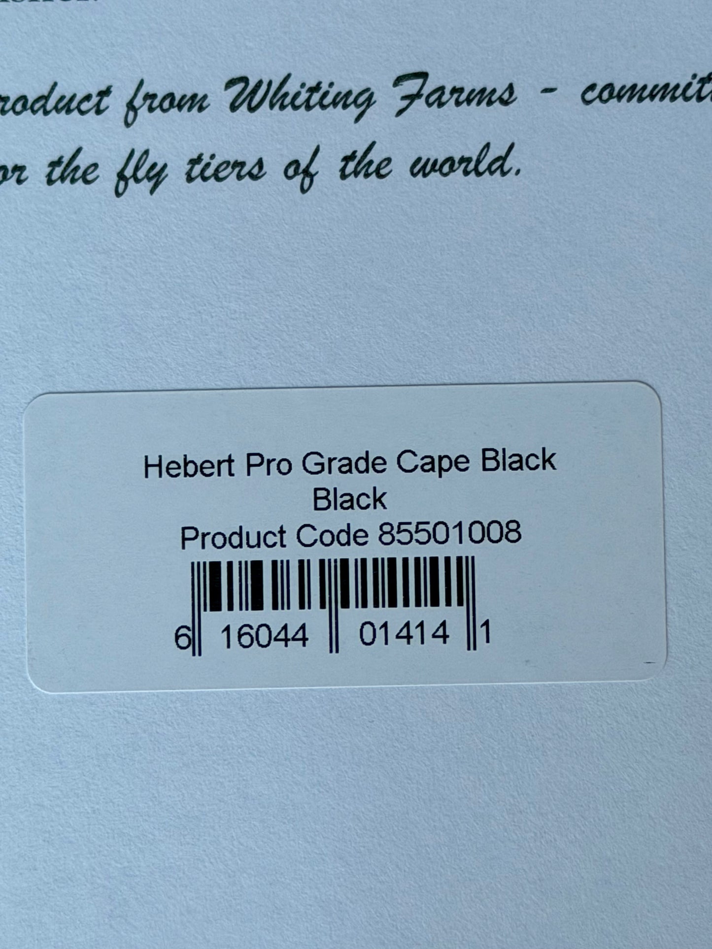 Whiting Hebert Miner Dry Hackle Pro-Grade Cape Black 182-SH-E-L