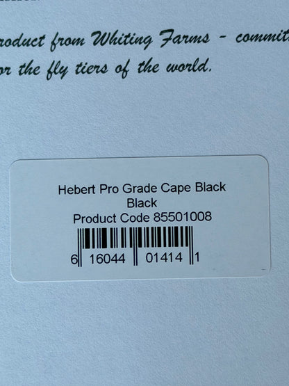 Whiting Hebert Miner Dry Hackle Pro-Grade Cape Black 182-SH-E-L