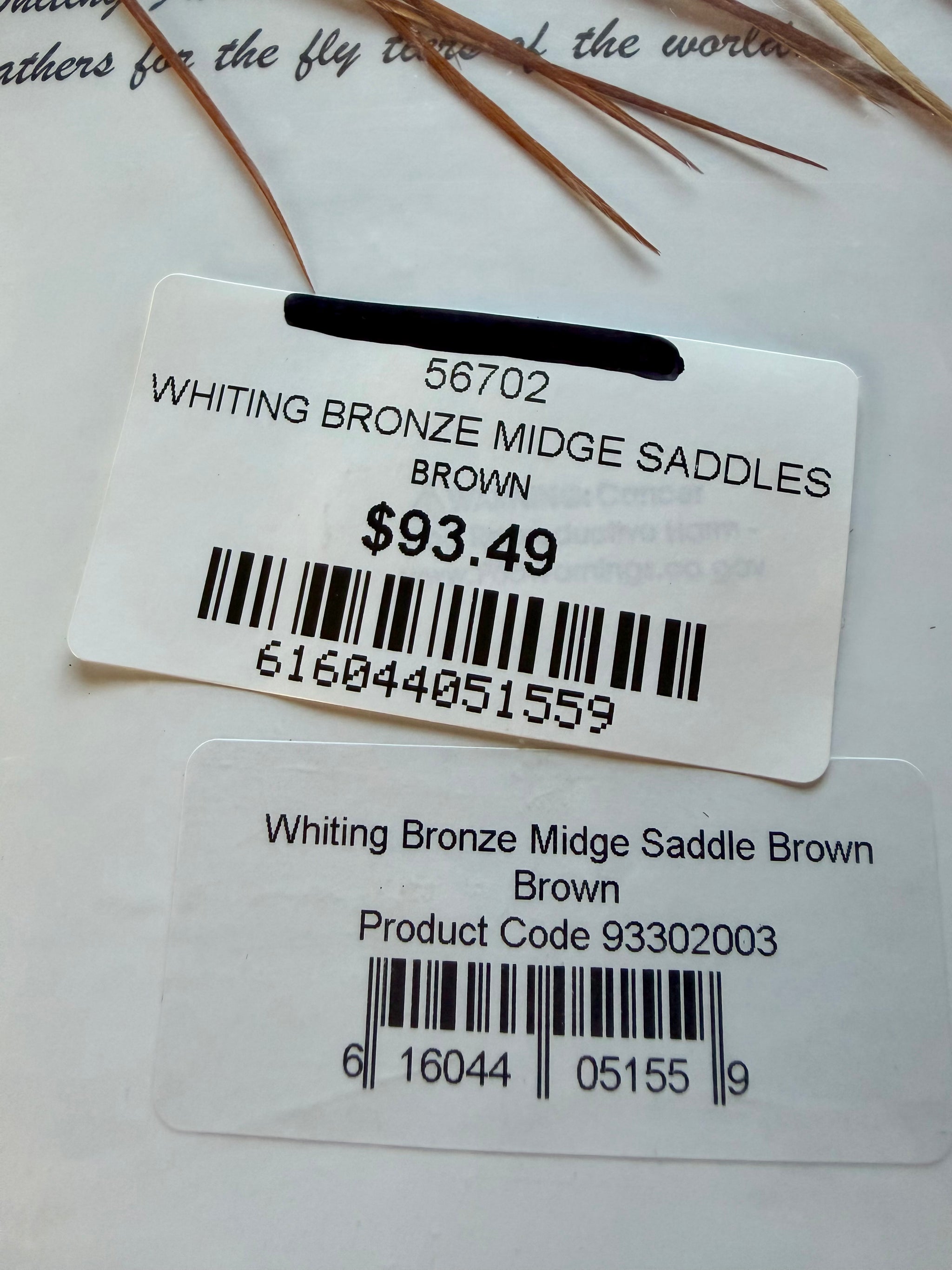 Whiting Farms BRONZE MIDGE Saddle Hackle:  BROWN 084