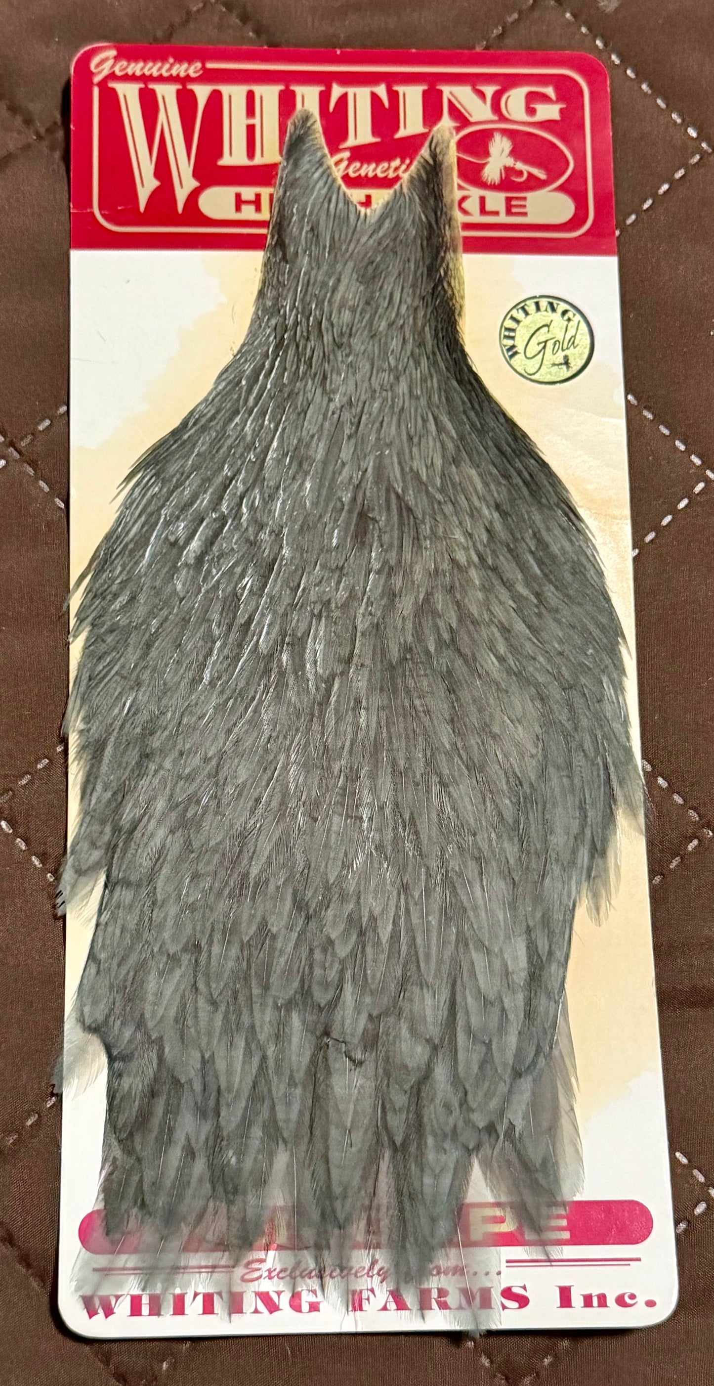 Whiting Hackle Gold Grade Hen Cape Dark Dyed Dun 281-SH-E-L