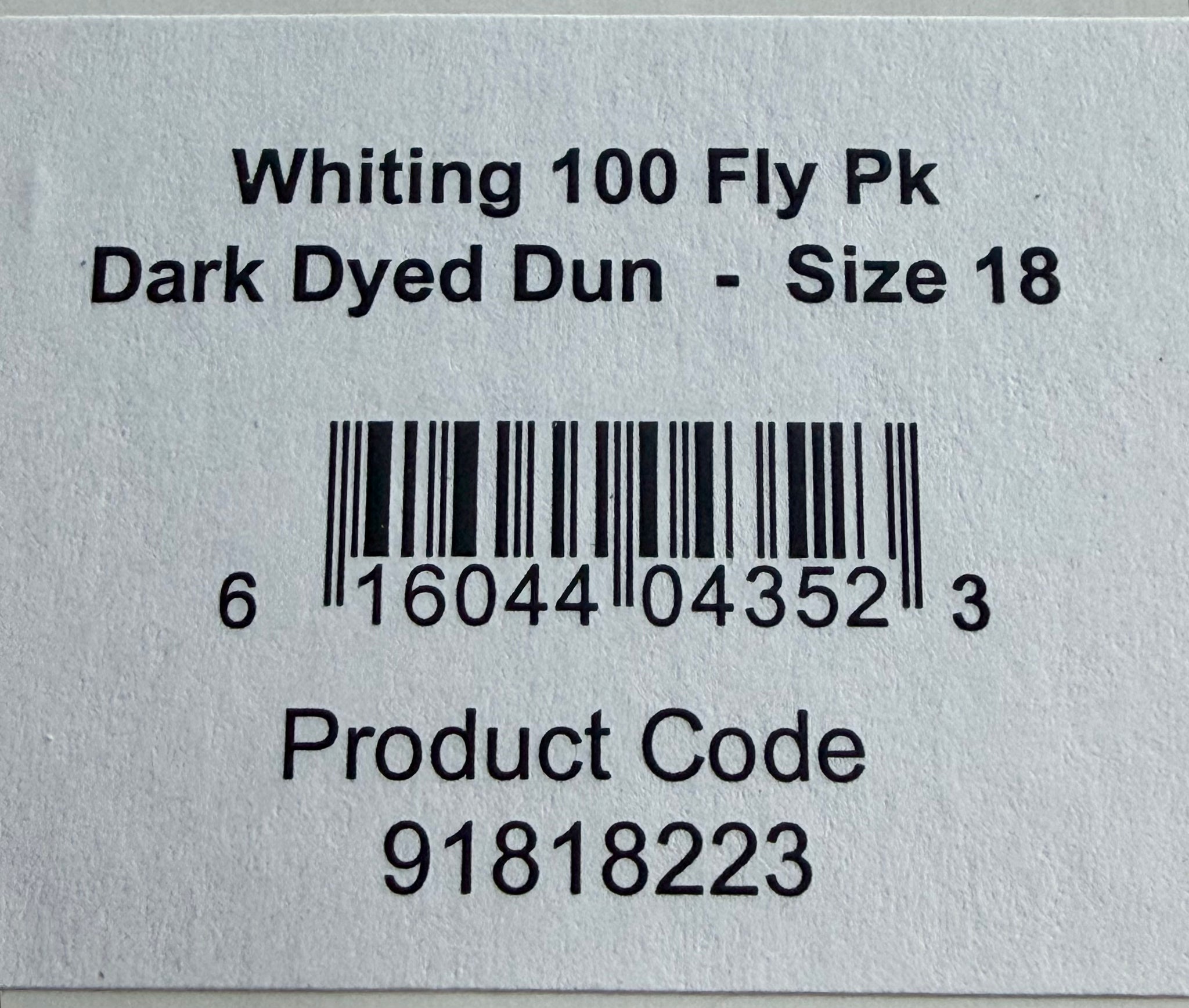 Whiting Dry Fly Hackle 100’s Size 18 Dark Dyed Dun 826-SH-E-L