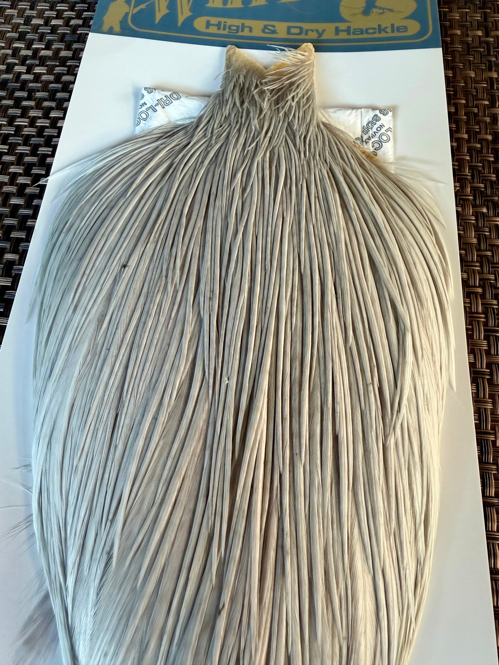 Whiting Farms High and Dry Hackle Cape White Dyed Light Dun 249-SH-E-L