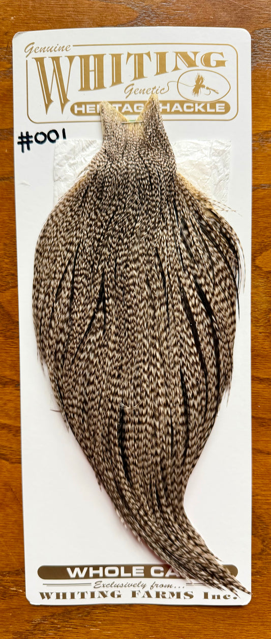 Whiting Heritage Hackle Whole Cape Dun Grizzly 376-SH-E-L