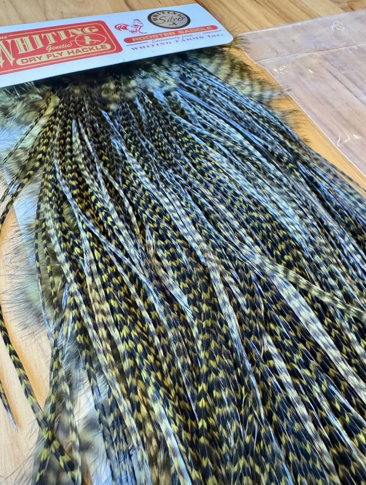 Whiting Farms SILVER Saddle Hackle: GRIZZLY DYED DARK OLIVE 089