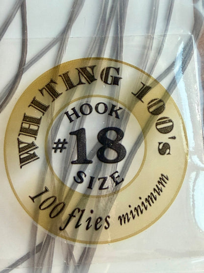 Whiting Dry Fly Hackle 100’s Size 18 Medium Dyed Dun 825-SH-E-L