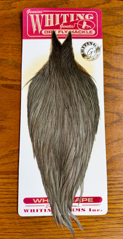 Whiting Gold Grade Rooster Cape Dark dyed Dun 635-SH-E-L