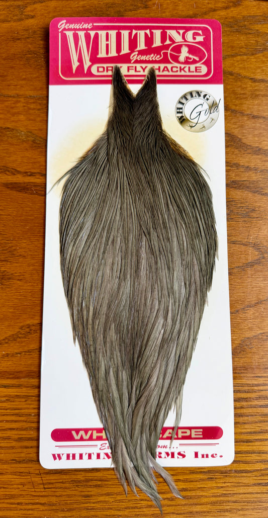 Whiting Gold Grade Rooster Cape Dark dyed Dun 635-SH-E-L