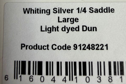 Whiting Silver 1/4 Saddle Large Light Dyed Dun 629-SH-E-L