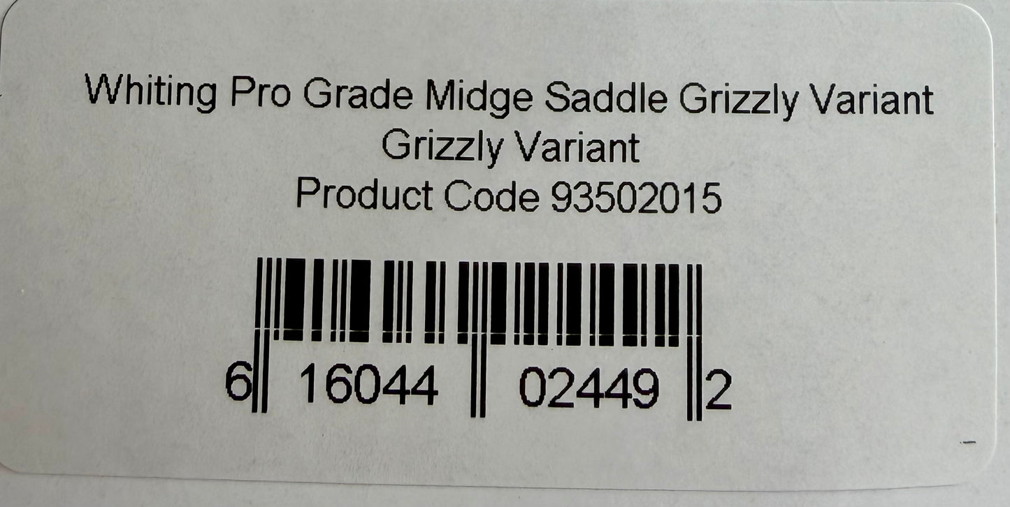 Whiting Pro Grade Midge Rooster Saddle Grizzly Variant/Cree 746-SH-E-L