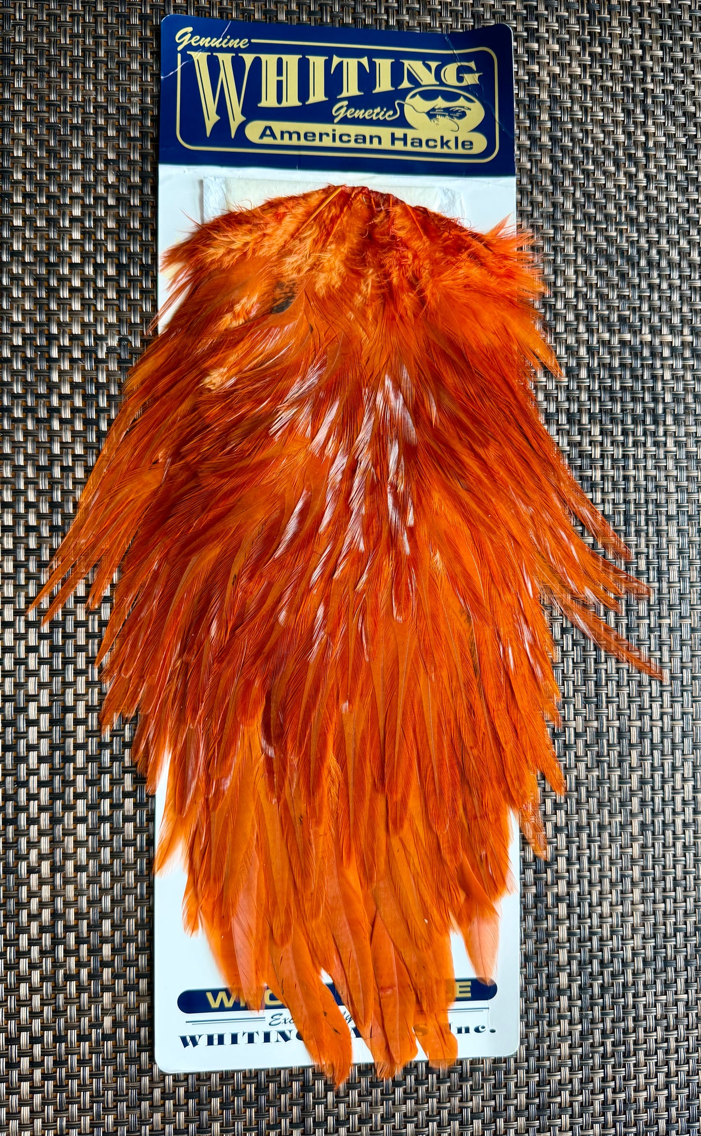 Whiting American Hackle Saddle White Dyed Burnt Orange 743-SH-E-L