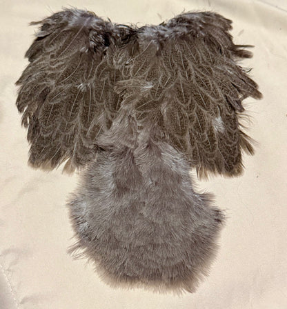 Whiting Farms Soft Hackle Brahma Hen Chickabou Pelt Mottled Gray dyed Medium Dun 204-SH-E-L