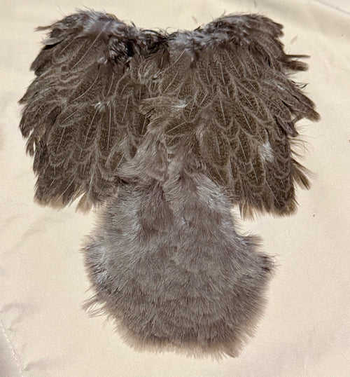 Whiting Farms Soft Hackle Brahma Hen Chickabou Pelt Mottled Gray dyed Medium Dun 204-SH-E-L