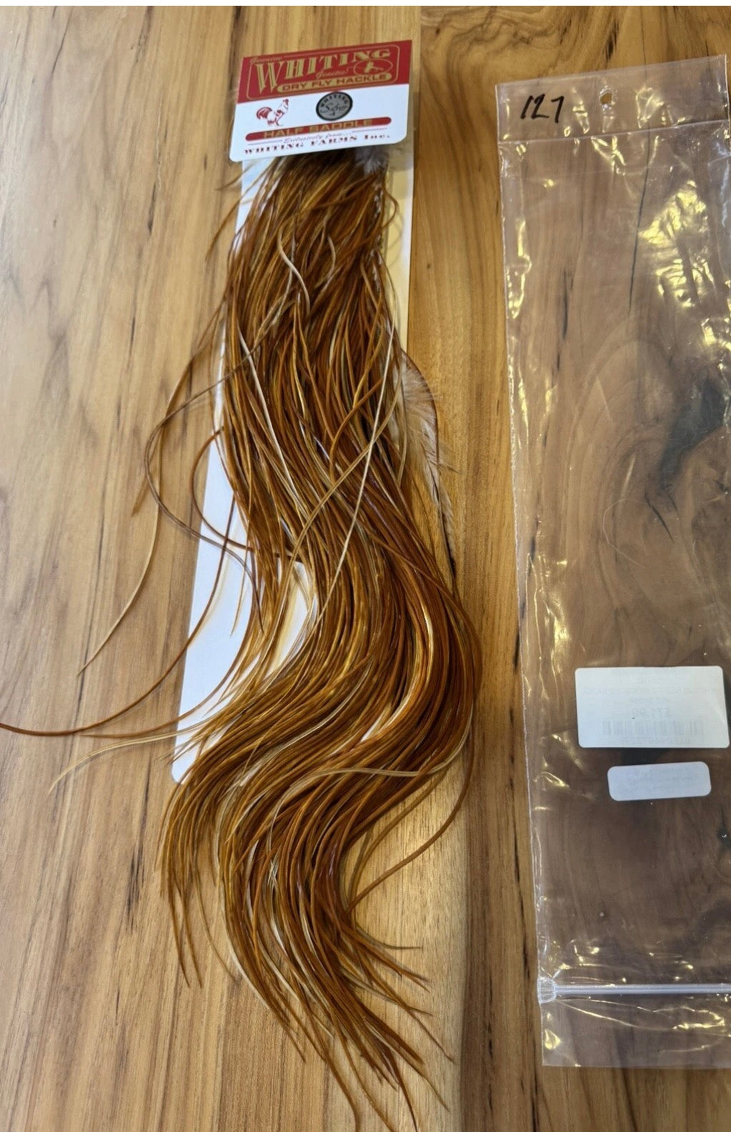 Whiting Farms Dry Fly Hackle SILVER Grade 1/2 Saddle MIDGE MEDIUM GINGER New 127