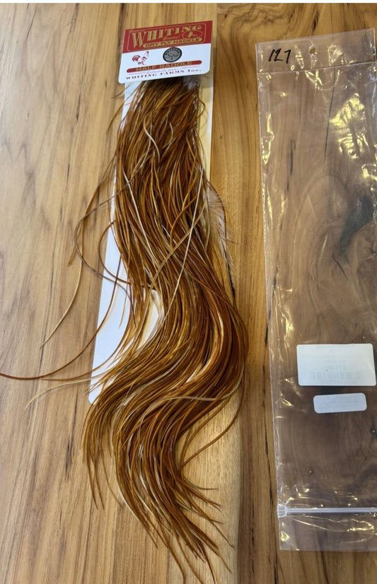Whiting Farms Dry Fly Hackle SILVER Grade 1/2 Saddle MIDGE MEDIUM GINGER New 127