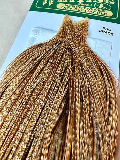 Whiting Hebert Miner Dry Hackle Pro Grade Cape - Dun Grizzly 184-SH-E-L