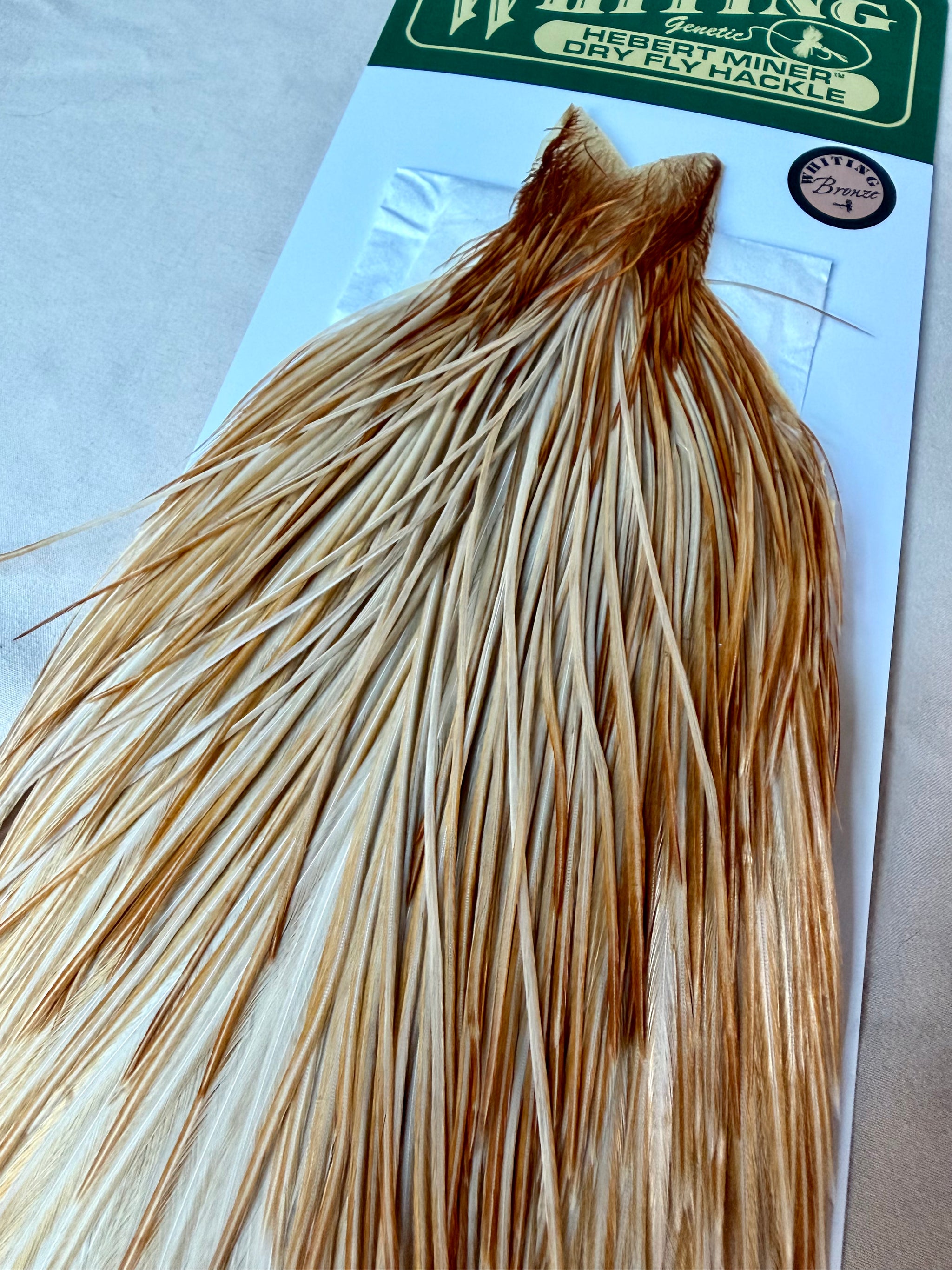 Whiting Hebert Miner Dry Hackle Bronze Grade Cape - Honey Dun 186-SH-E-L
