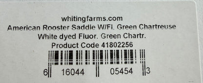 Whiting American Hackle Saddle White Dyed Fluo Green Chartreuse 741-SH-E-L