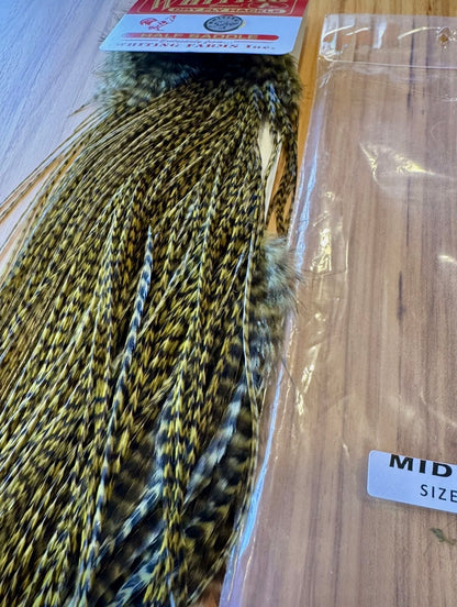 Whiting Farms Dry Fly Hackle SILVER Grade MIDGE 1/2 Saddle GRIZZLY OLIVE New 136