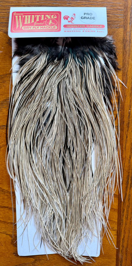 Whiting Pro Grade Midge Rooster Saddle - Silver Badger 366-SH-E-L