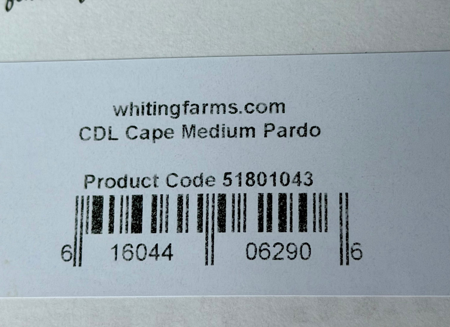 Whiting Farms Coq de Leon Rooster Cape, Medium Pardo 189-SH-E-L