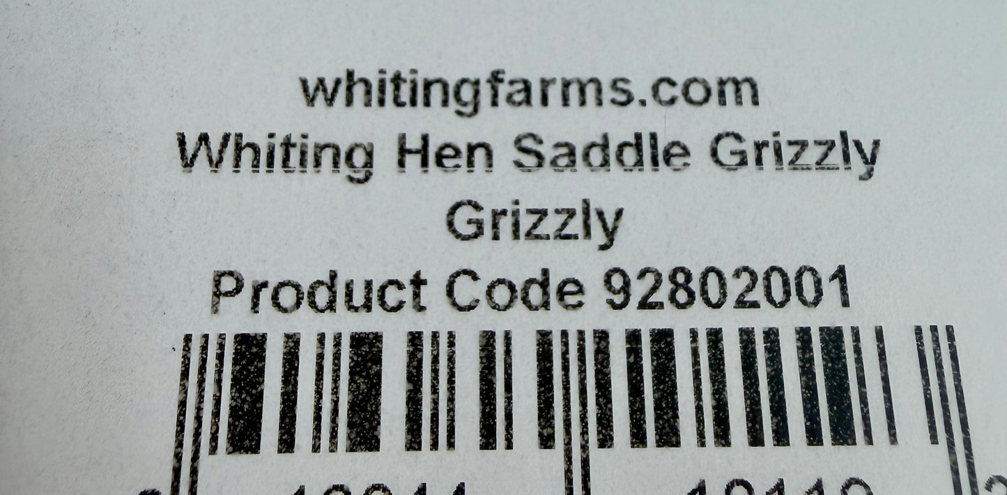 Whiting Hen Saddle Grizzly 628-SH-E-L