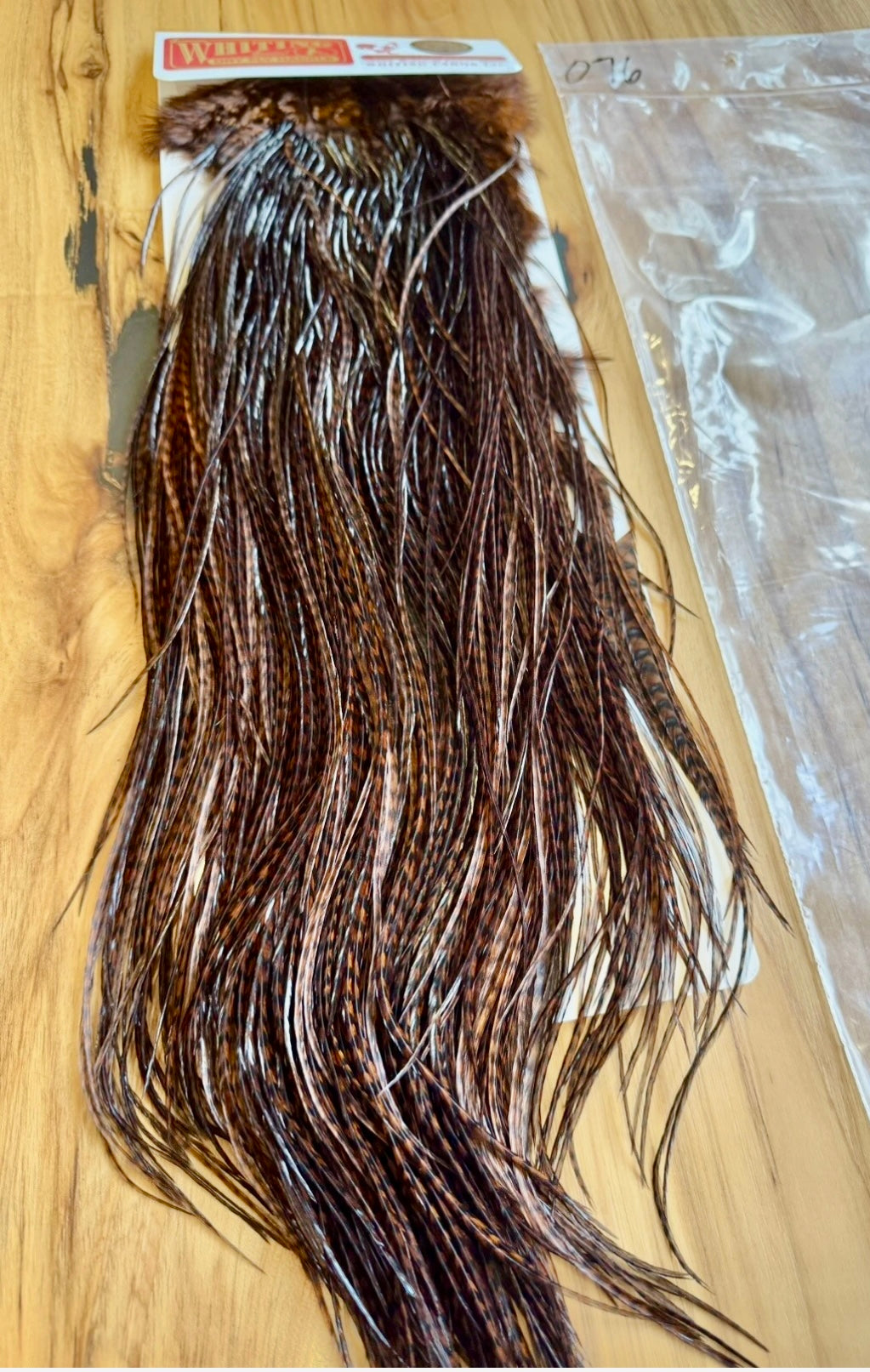 Whiting Farms SILVER Saddle Hackle: GRIZZLY DYED COACHMAN BROWN 076