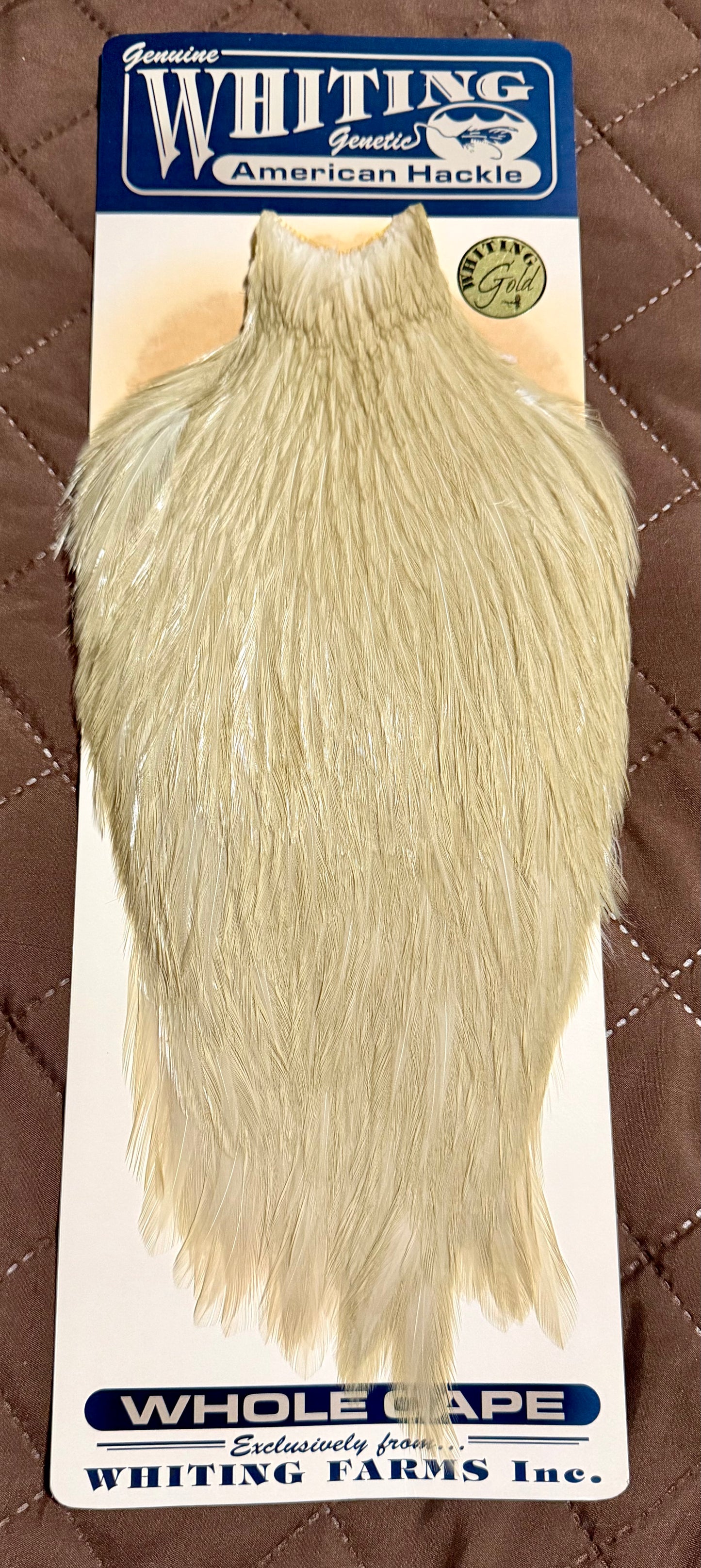 Whiting American Hackle Gold Grade Cape White Dyed Tan 278-SH-E-L