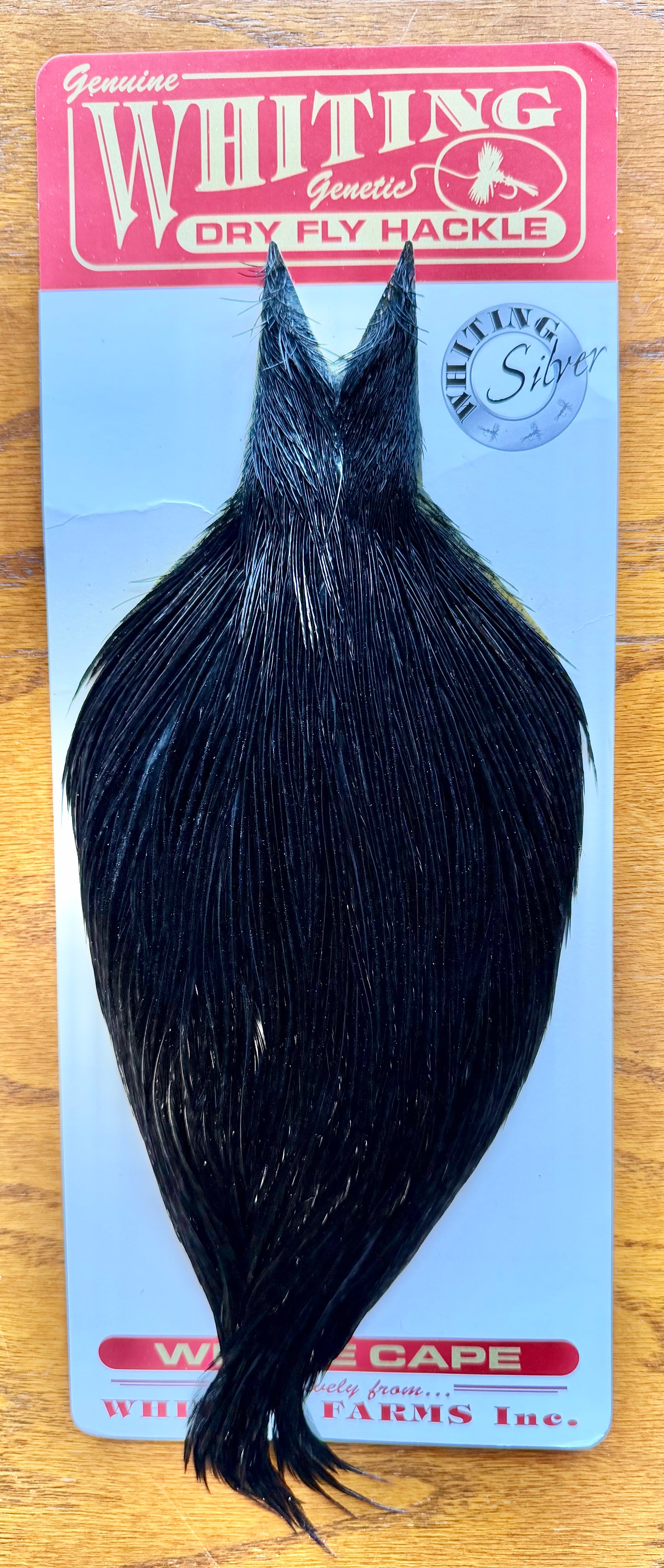 Whiting Farms Silver Rooster Cape Dyed Black 395-SH-E-L
