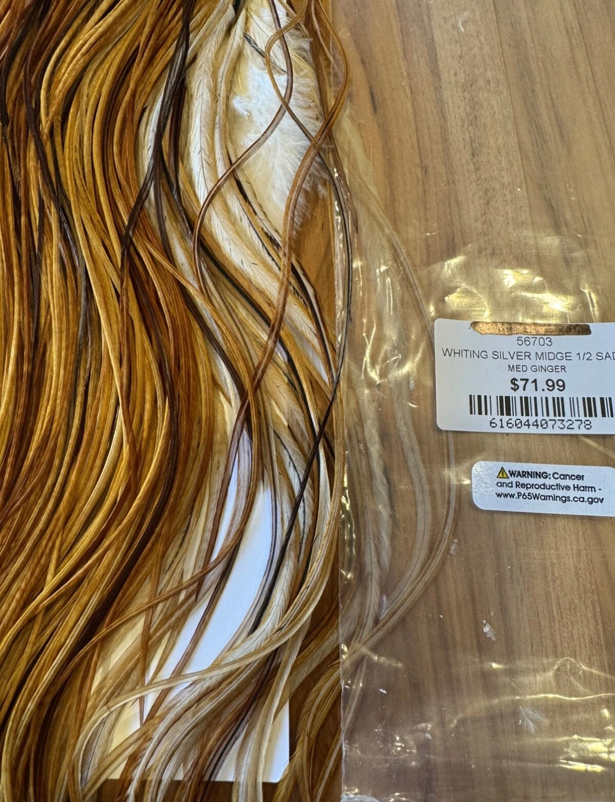 Whiting Farms Dry Fly Hackle SILVER Grade 1/2 Saddle  MEDIUM GINGER New 118