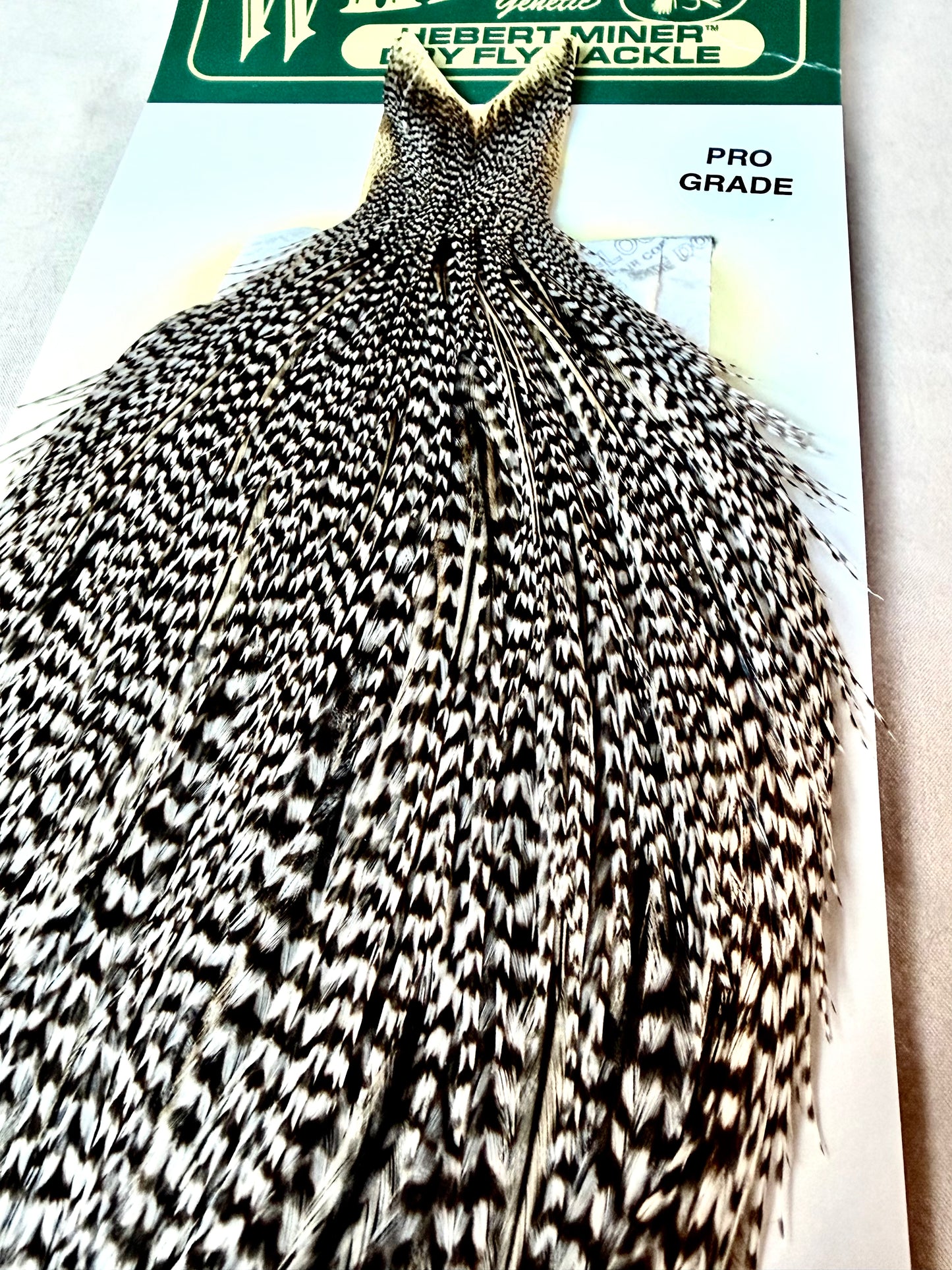 Whiting Hebert Miner Dry Fly Hackle Pro Grade Cape - Grizzly Variant 183-SH-E-L