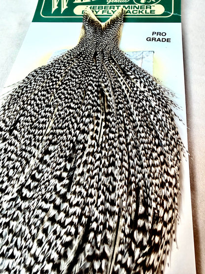 Whiting Hebert Miner Dry Fly Hackle Pro Grade Cape - Grizzly Variant 183-SH-E-L