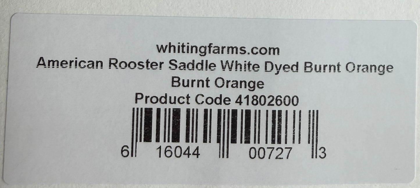 Whiting American Hackle Saddle White Dyed Burnt Orange 743-SH-E-L