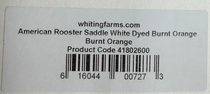 Whiting American Hackle Saddle White Dyed Burnt Orange 743-SH-E-L