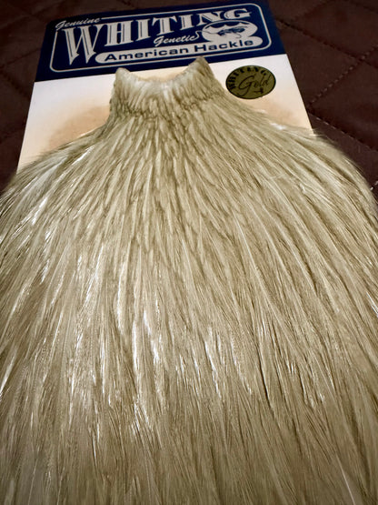 Whiting American Hackle Gold Grade Cape White Dyed Tan 278-SH-E-L