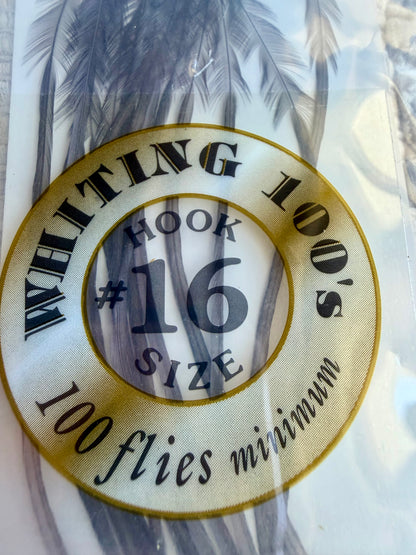 Whiting Dry Fly Hackle 100’s Size 16 Dark Dyed Dun 818-SH-E-L