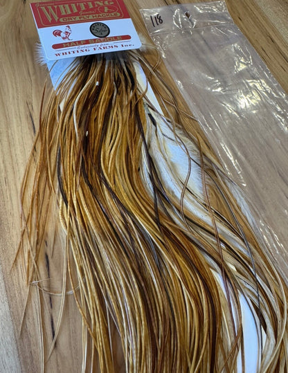 Whiting Farms Dry Fly Hackle SILVER Grade 1/2 Saddle  MEDIUM GINGER New 118