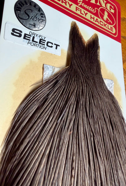Whiting Farms Silver Grade Select Portion Cape Dark Dyed Dun 778-SH-E-L