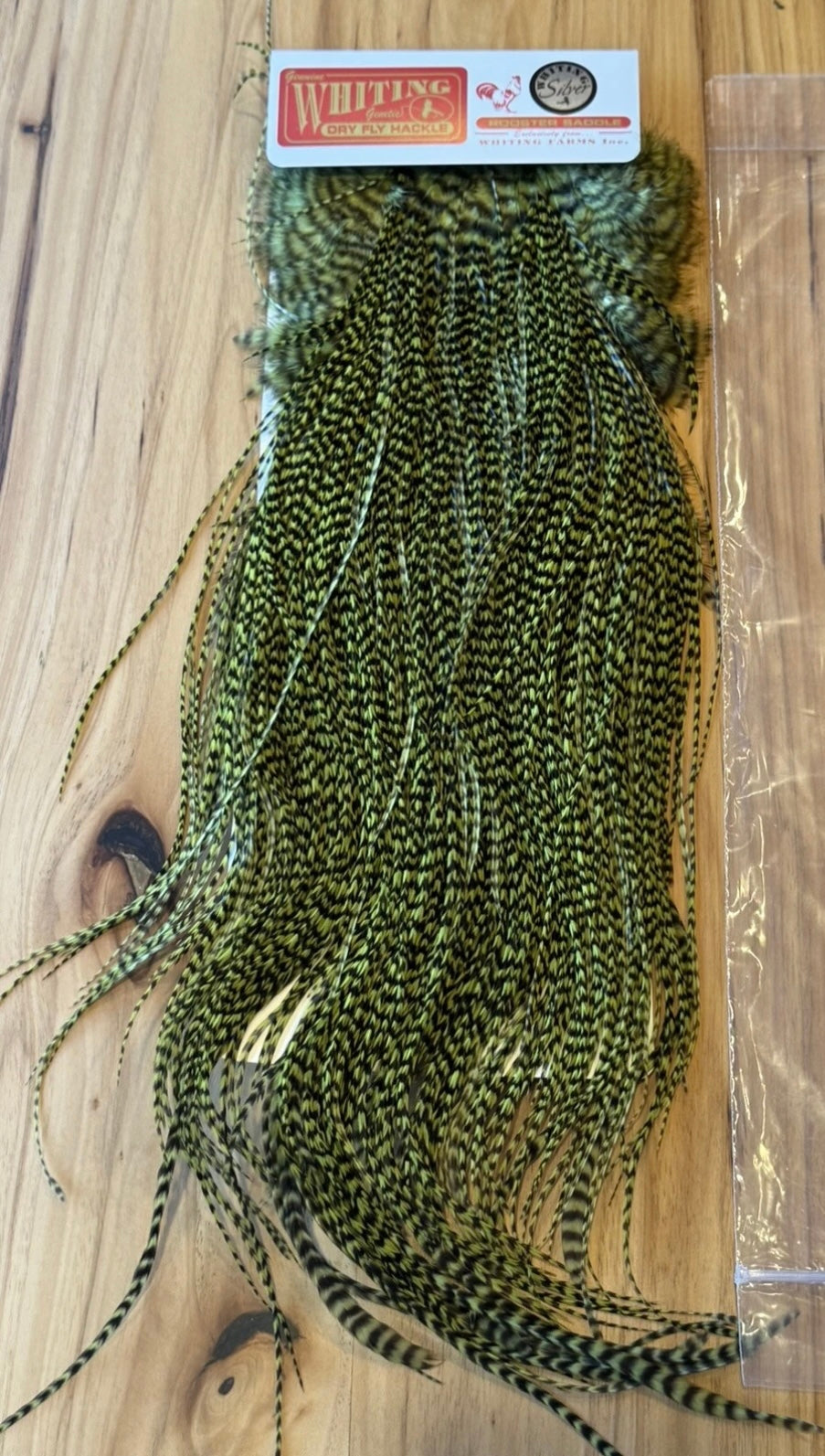 Whiting Farms SILVER Saddle Hackle: GRIZZLY DYED OLIVE 092
