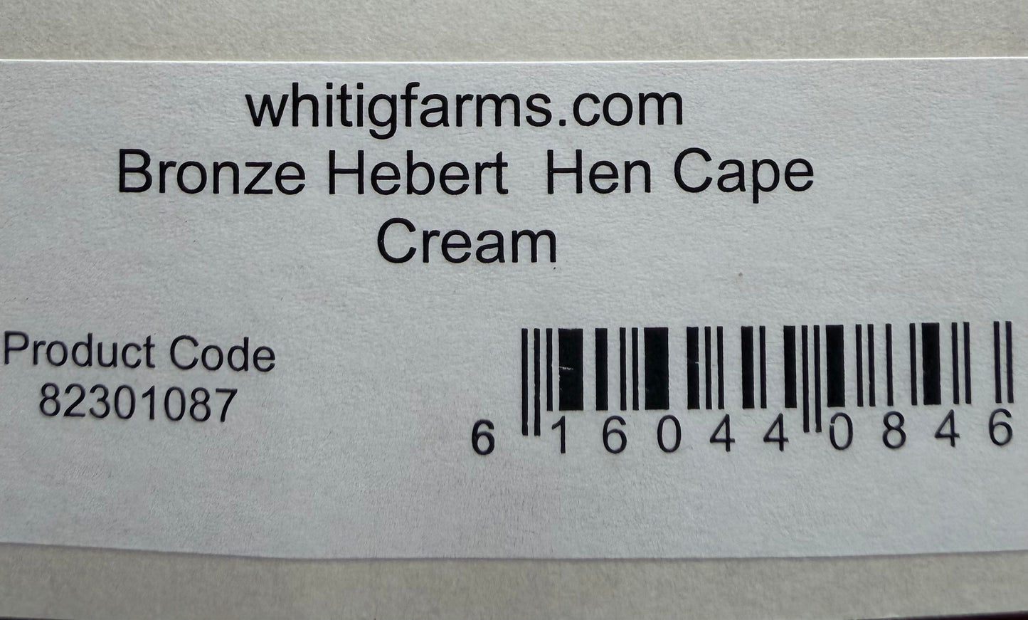 Whiting Farms Bronze Hebert Miner Hen Cape Cream 360-SH-E-L
